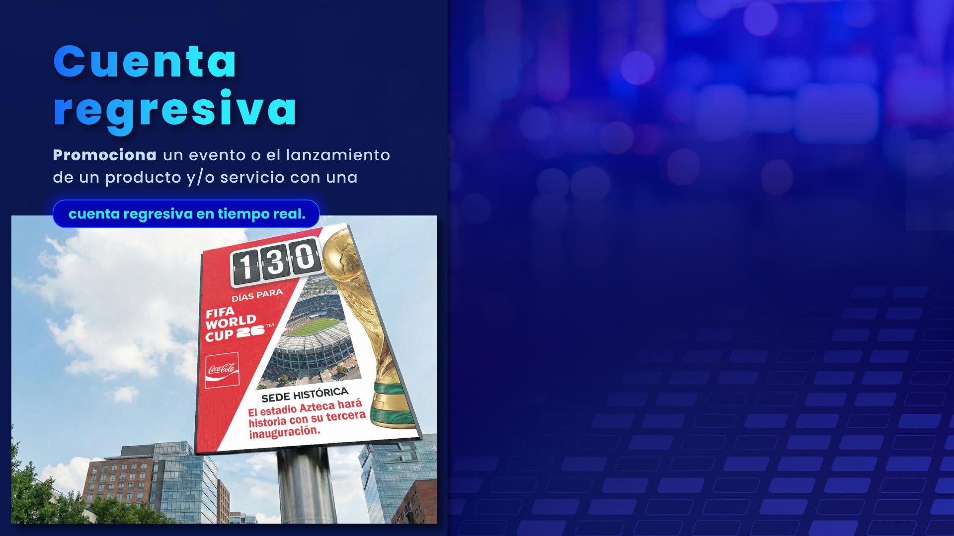 Cartel digital de Coca-Cola con cuenta regresiva para el Mundial 2026