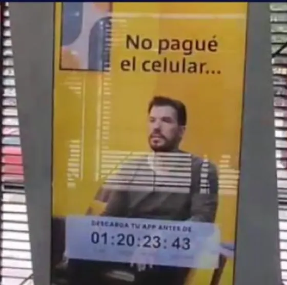 Pantalla vertical con la cuenta regresiva de Bancolombia